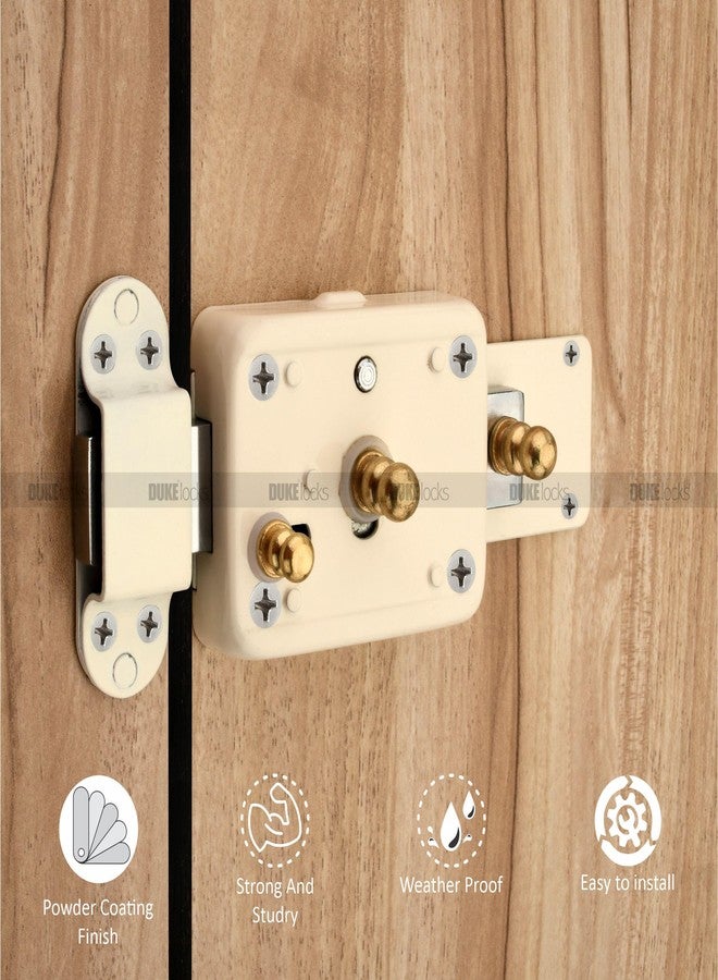 دوق قفل ديوك المتشابك ثلاثي اللفات مع 3 مفاتيح نحاسية | لون عاجي | مناسب للأبواب المزدوجة والمفردة - Image 2